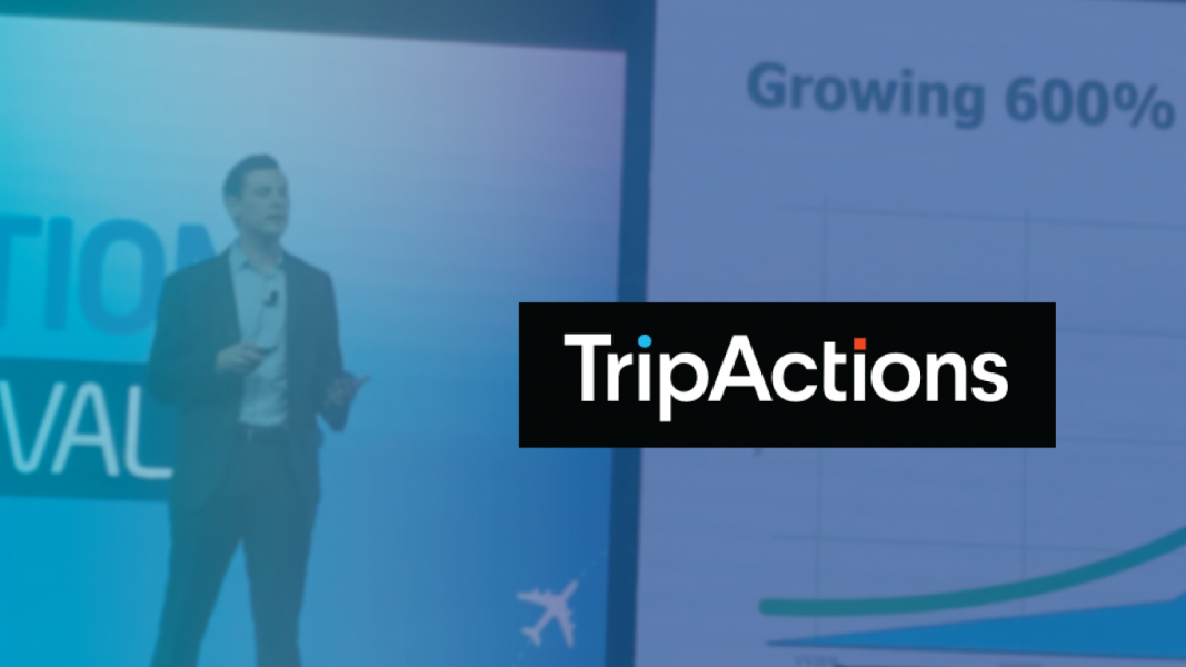 tripactions logo on a background with danny finkel